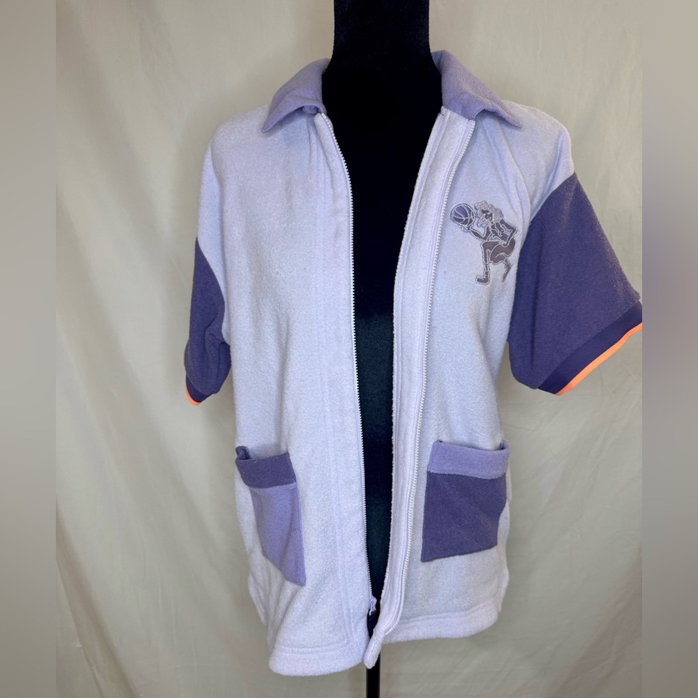Terry Cloth Adidas Purple Zip Up with Orange Accents